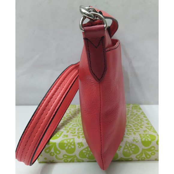 Fossil Red Leather Credit Card Slots Zipper Closure Crossbody Bag - Picture 4 of 16